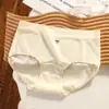 Ropa interior de seda de leche para mujer, lindo de cintura media, color liso, sin costuras, transpirable, antibacteriano, con fuelle extendido, bragas de triángulo para niña