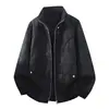 Jaqueta de Couro Masculina M-8XL Outono Inicial Vintage Tendência Gola Lapela Versátil Casaco de Couro Fornecido Diretamente da Fábrica