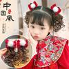 Tocado de horquilla para niña, tocado de niña pequeña, flor, linda peluca, trenza, lazo de niña, horquilla, accesorios para el cabello de Año Nuevo
