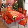 Mantel Navideño Impermeable Estampado Transfronterizo Restaurante Hogar Juego de Decoración de Cubre Silla Estampado Mantel Navideño Cubre Silla