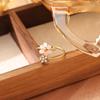 Moda Europea y Americana Acero Inoxidable Piedra Natural Flor Diseño Zircón Lujo Ligero No Se Desvanece Anillo Abierto de Acero de Titanio