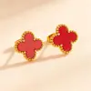 Acero Inoxidable Trébol de Cuatro Hojas Doble Cara Nácar Aretes Pulsera Collar Conjunto Acero de Titanio Trébol de la Suerte Joyería Directo de Fábrica