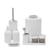Conjunto de Banheiro Multipeças de Luxo Leve Hotel Frasco de Loção Caixa de Cotonetes Conjunto Bandeja de Suprimentos para Banheiro Porta-Escova de Dentes Saboneteira Enfeites