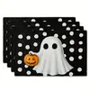 Manteles individuales de Halloween más vendidos de Amazon con estampados de fantasmas y calabazas, decoraciones para fiestas, manteles de mesa resistentes al calor y a la suciedad para restaurantes