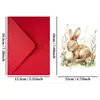 Compra Directa Transfronteriza Tarjetas de Regalo de Celebración Acuarela Conejito de Pascua Lindo y Divertido Juego de Tarjetas de Felicitación con Sobre de Huevo
