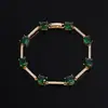 Pulsera de Piedra Preciosa de Cristal de Turmalina de Diseño de Nicho para Mujer, Pulsera Versátil de Lujo Ligero de Alta Gama Esmeralda
