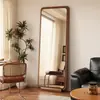 Espejo de cuerpo entero estilo vintage, espejo de tocador de pie, espejo de alta gama de lujo ligero para uso doméstico, espejo simple de pared para probadores de habitaciones de niñas