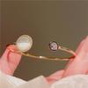 Pulseira de opala aberta banhada a ouro 18K, pulseira de cobre doce, pulseira de ouro J146