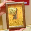 Ornamento Porta-Retrato Tesouro da Riqueza em Ouro Puro 999, Decoração Dourada Atratora de Fortuna para Sala de Estar, Suporte de Exibição para Posição da Riqueza, Presente de Ano Novo