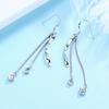 Pendientes de circonita de ola directos de fábrica Runxin para mujer, moda estilo coreano, todo a juego, joyería pequeña, pendientes largos de borla giratoria