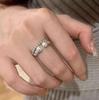 Anillo de apertura retorcida de perla sintética de alta calidad estilo coreano para mujer, temperamento ajustable, moda, personalidad, anillo versátil