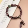 Ébano Natural Cuadrado Azúcar Chen Gui Bao Medicina Chen Cuadrado Madera Mano Estilo Chino Nuevo Chino Pulsera Regalo Pareja Pulsera Mano