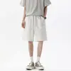 2026 Novos Shorts Esportivos Casuais Desconstruídos Estilo Americano para Homens, Marca da Moda, Cor Sólida, Versátil, Calça Jogger Solta de Perna Larga de Cinco Polegadas