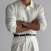 POLO Rayado de Verano 2024 de Manga Corta Sugiyama para Hombre Estilo Coreano Ajustado Manga Larga Lar Color Sólido Casual Hombro Top de Moda