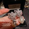 Pendientes Vintage Austria Pétalo Gema Perla Pendientes Colgantes Vintage Sotheby's Hojas Cuentas de Zircón