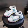 Sandalias de Suela Arcoíris de Verano para Mujer 2026 Nuevos Zapatos Planos Versátiles y Transpirables para Mujer con Velcro Zapatos Casuales para Mujer