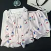 Conjunto de Pijama con Chaleco Acolchado y Shorts para Mujer 2026 Nuevo Verano Algodón Nube Caricatura Dulce Encaje Ropa de Casa