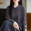 Outono/Inverno 2026 novo suéter de tricô estilo coreano com gola, adornado com strass, tamanho plus size, camada base estilosa, top da moda feminino