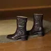 Artículo popular de lujo ligero ¡ganga de zapatos de Chengdu! Estilo británico hebilla piel de oveja de primera capa tacón grueso 5.5cm temperamento versátil botas de mujer
