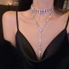 Lujo Elegante Alta Gama Super Flash Borla de Pedrería Multicapa Cadena Clavícula Moda Trendy Exquisito Sexy Collar Chica Picante