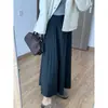 Falda midi de punto suave gris oscuro para mujer, otoño/invierno 2026, de cintura alta, fluida, falda de lana línea A plisada