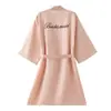 Roupão de Manhã de Casamento Feminino Noiva Madrinha Grupo Seda Gelada Pijama de Casamento Camisola Robe Vermelho Feminino Comprimento Médio Fino