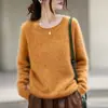 Suéter Pulôver Casual Estilo Outono 2026 da Marca com Gola Redonda Pequena, Caimento Regular, Suéter de Lã Feminino