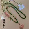 Nuevo Collar de Cadena de Perlas Xiaomi Color Melocotón Contraste Ruyi Calabaza Colgante Desmontable