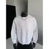 Sudadera de cuello redondo estampada minimalista deconstruida de estilo americano de moda para hombres y mujeres, top versátil holgado vintage para pareja