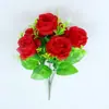 Flores Artificiais por Atacado para Decoração: Buquê de Rosas para Decoração de Casa para Sala de Estar, Flores de Seda com 6 Cabeças de Rosas Romã