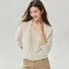 Mezcla de cachemira lujosa (75% cachemira + 25% seda de morera) Conjunto de dos piezas para mujer: cárdigan de cuello en V y camisola, prenda exterior tejida otoño/invierno 2026