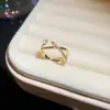 Anel aberto de ouro maciço 14k banhado com zircônia quadrada, coração de borboleta, pérola, anel simples e estiloso para o dedo indicador, joia para mulheres