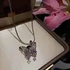 Joias Borboleta Arco-Íris Colar de Pedra Flor Exquisita Borboleta Borboleta Vazada Brincos de Zircônia Conjunto para Namoro