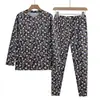 Conjunto de Ropa Interior Térmica Gruesa Estilo Nuevo 2025 con Terciopelo Estampado, Top de Manga Larga de Cuello Redondo y Pantalón Base al por Mayor