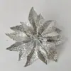 9cm Cabeça de Flor Artificial de Natal Decoração de Árvore de Natal Guirlanda Acessórios de Rattan Vitrine Flor com Pó Dourado de Natal