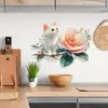 Comercio Exterior Dibujos Animados Gato Lindo Flores Habitación Dormitorio Hogar Decoración Pegatinas de Pared Pegatinas Venta al por Mayor Autoadhesivo Transfronterizo