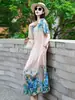 Vestido de Algodón y Seda de Verano 2026 Estilo Nuevo Lujo Ligero Gama Alta Tallas Grandes Holgado Adelgazante Vestido Floral para Mamás