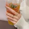 Anillo Simple de Amor Estilo Japonés y Coreano Microincrustado Hueco Anillo Diseño de Nicho Sentido del Índice Anillo de Apertura Anillo Ajustable