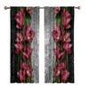 2 piezas explosiones transfronterizas directas de fábrica cortinas con patrón de flores rojas para sala de estar, dormitorio, estudio, etc.