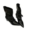 Botas Nuevas de Otoño/Invierno 2026, Estilo Retro, Puntiagudas, con Cordones, Plisadas, Apiladas, Botas Largas con Cañas Anchas y Tacones Altos