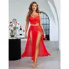 Lingerie sexy transfronteiriça europeia e americana, vestido de malha transparente puro e desejável para mulheres com correntes de pérolas, atacado de fábrica