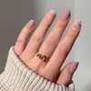 Unhas Postiças Vestíveis de Novo Estilo Transfronteiriças, Unhas Curtas Redondas Foscas Degradê, Pontas de Unha Cor de Gelatina Transparente Gelo, Unhas Removíveis