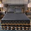Falda de cama acolchada de terciopelo cristal estilo europeo, cubierta de cama de terciopelo leche engrosado, cubierta de cama de encaje de una pieza, cubierta antipolvo para colchón, funda protectora