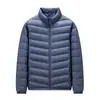 Chaqueta de plumón ligera para hombre con cuello alto para otoño e invierno, 90% plumón de pato, tejido de nailon, anti-fugas, abrigo cálido casual, múltiples colores