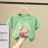 Camiseta de Algodón Puro de Manga Corta para Niña, Corte Holgado, Nueva Moda de Verano Ropa Infantil, Top Rosa Holgado Elegante de Media Manga, Ropa de Verano a la Moda