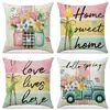 Chegada Nova da Amazon Capa de Almofada Estampada com Flores para Plantio Primavera Decoração Simples para Interior Almofada de Sofá Conjunto Almofada de Carro