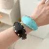 Pulseraancha de Resina con Remaches de Nuevo Estilo Retro Degradado Transfronteriza Brazalete Irregular Estilo Niche de Lujo Ligero Accesorio de Mano