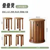 Bancos Redondos Apilables de Madera Maciza Engrosada, Bancos Plegables 4 en 1 Apilables, Bancos Apilables para Mesa de Comedor, Bancos Auxiliares para Mesa de Café