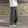 Calças Casuais Masculinas de Corte Reto Estilo Retrô Americano High Street Calças de Cintura com Cordão de Perna Larga Jeans Azul Claro Leve para Primavera e Outono