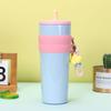 Termo de Acero Inoxidable con Revestimiento Interior de Cerámica, Taza de Termo Portátil Grande para Exteriores y Coche, Taza de Termo para Agua de Aspecto Elegante con Popote
